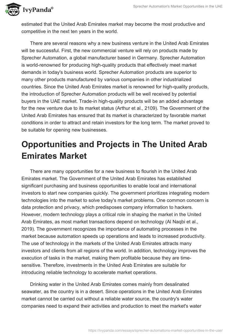 Sprecher Automation's Market Opportunities in the UAE. Page 4