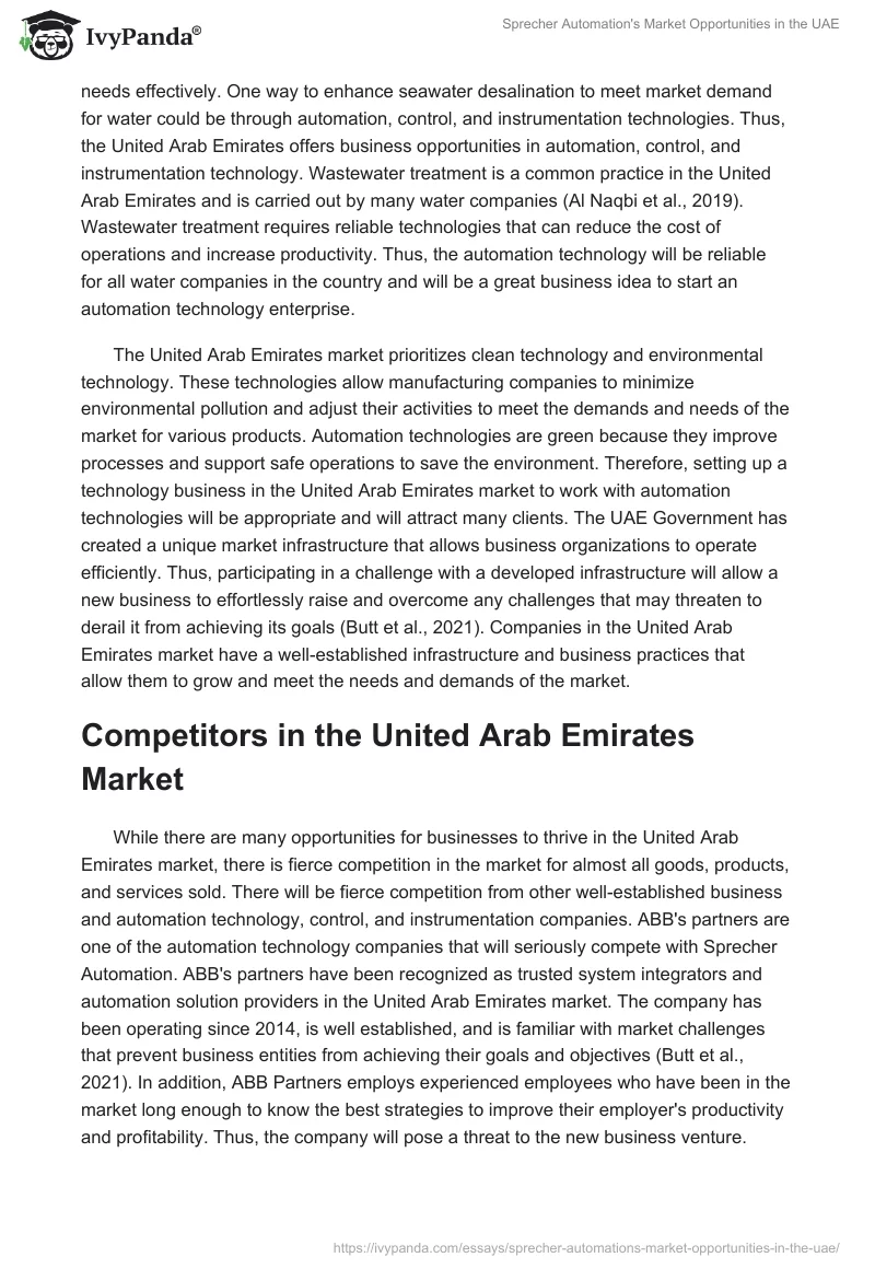 Sprecher Automation's Market Opportunities in the UAE. Page 5