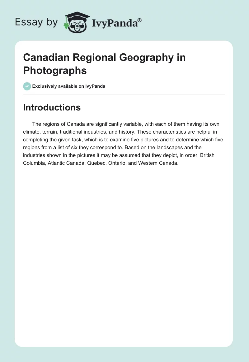 Canadian Regional Geography in Photographs. Page 1