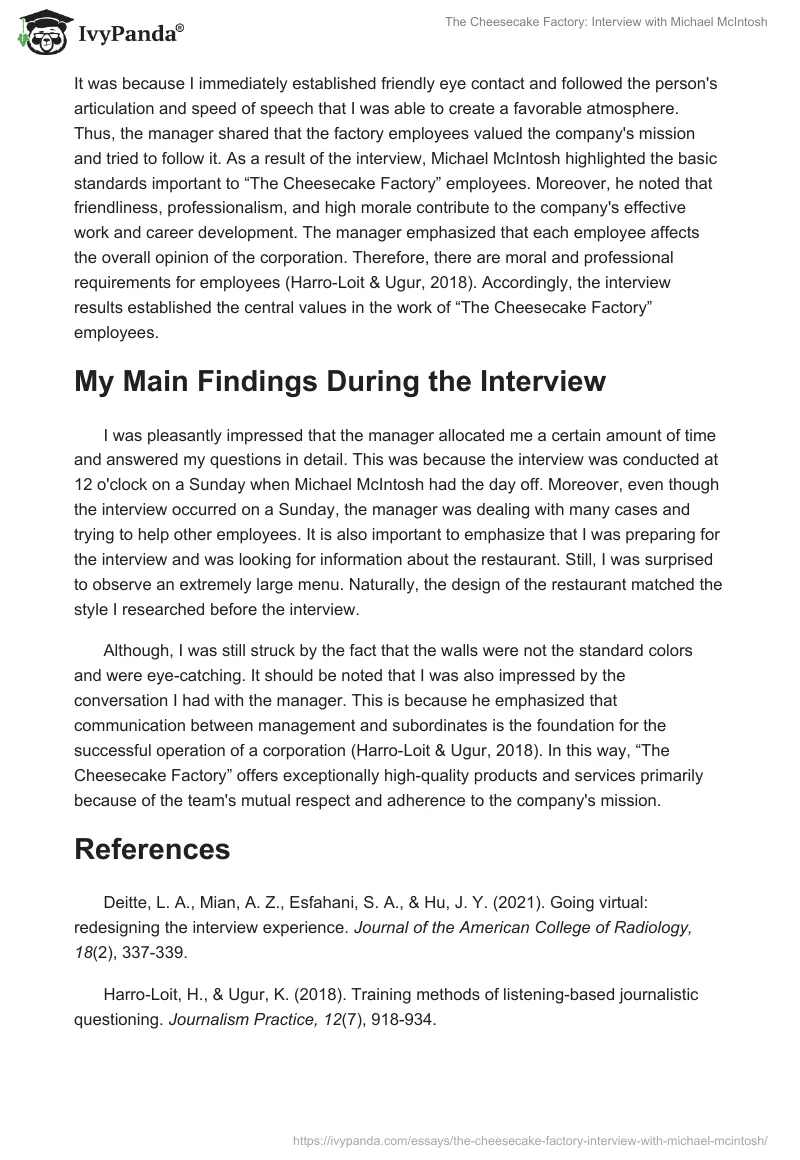 The Cheesecake Factory: Interview with Michael McIntosh. Page 2