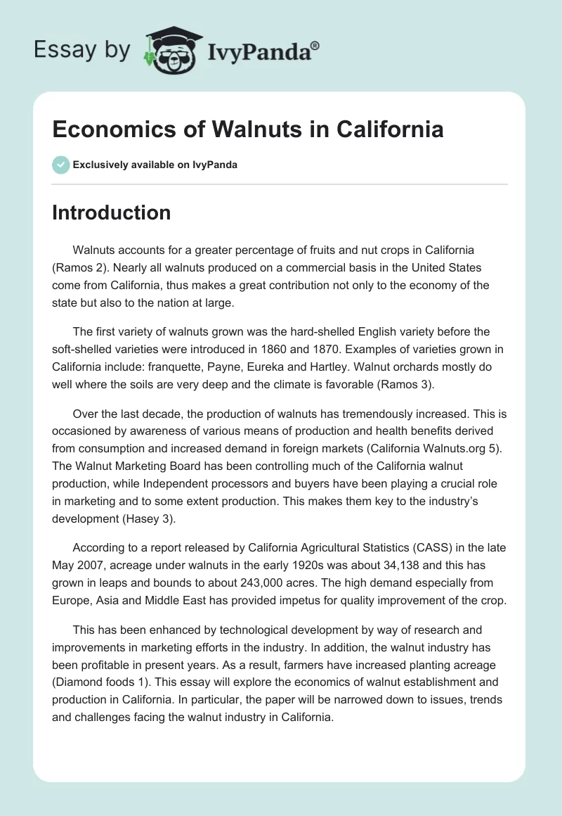 Economics of Walnuts in California. Page 1