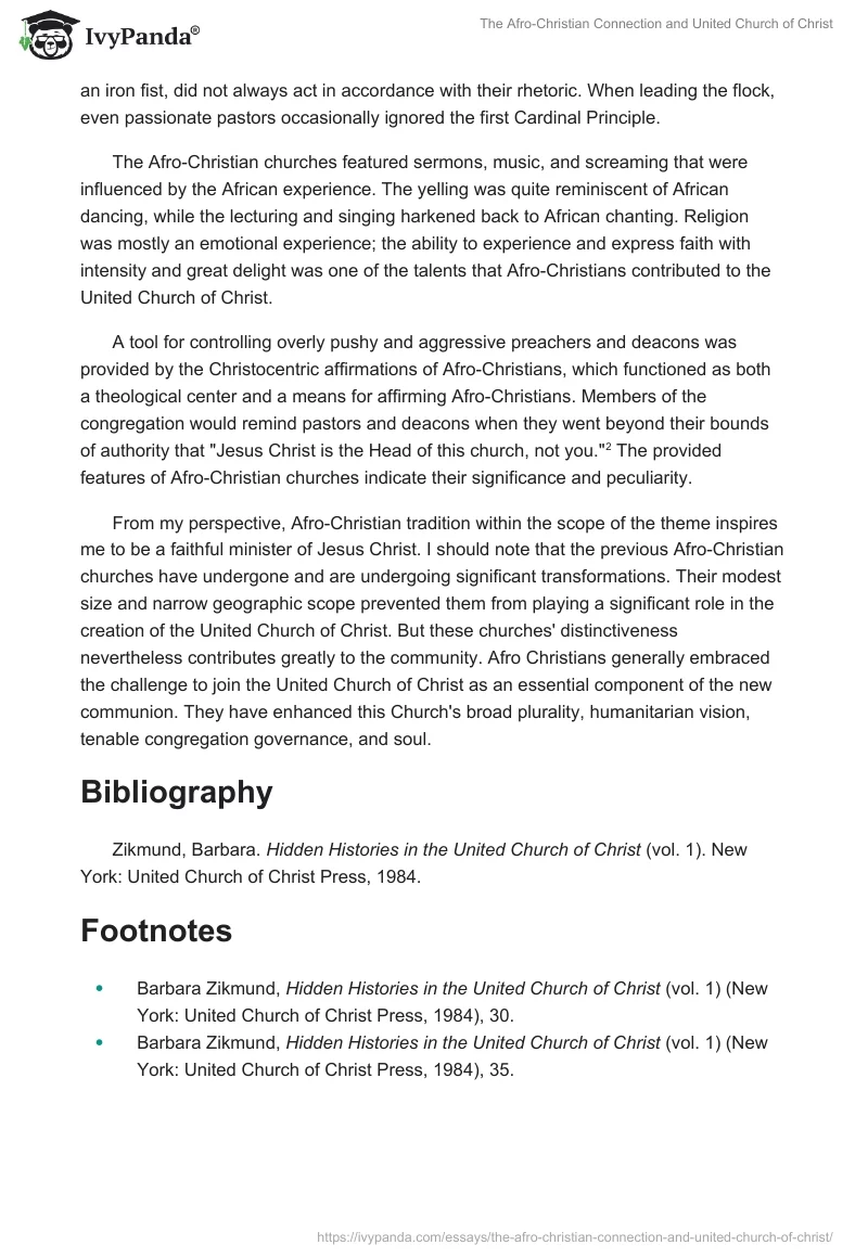 The Afro-Christian Connection and United Church of Christ. Page 2