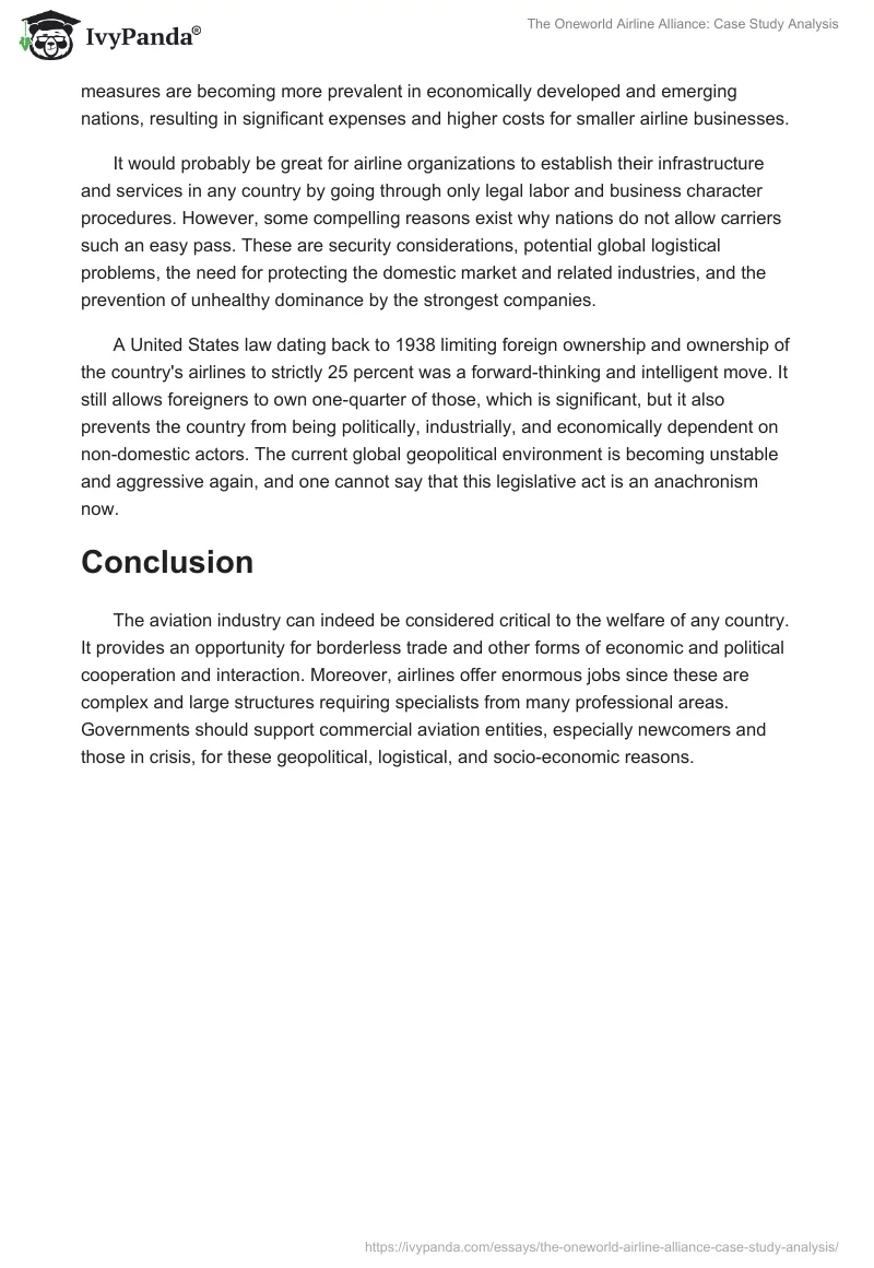 The Oneworld Airline Alliance: Case Study Analysis. Page 2