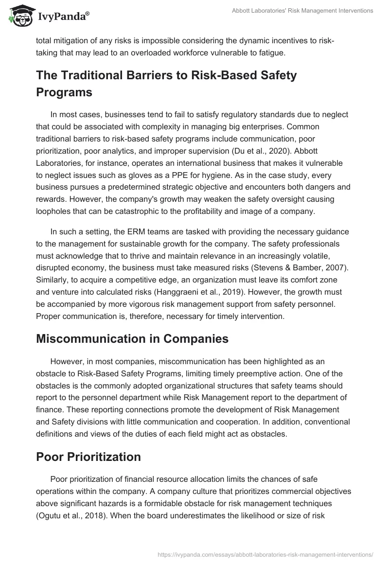 Abbott Laboratories' Risk Management Interventions. Page 4