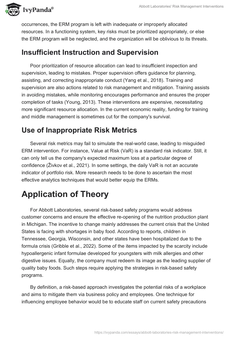 Abbott Laboratories' Risk Management Interventions. Page 5