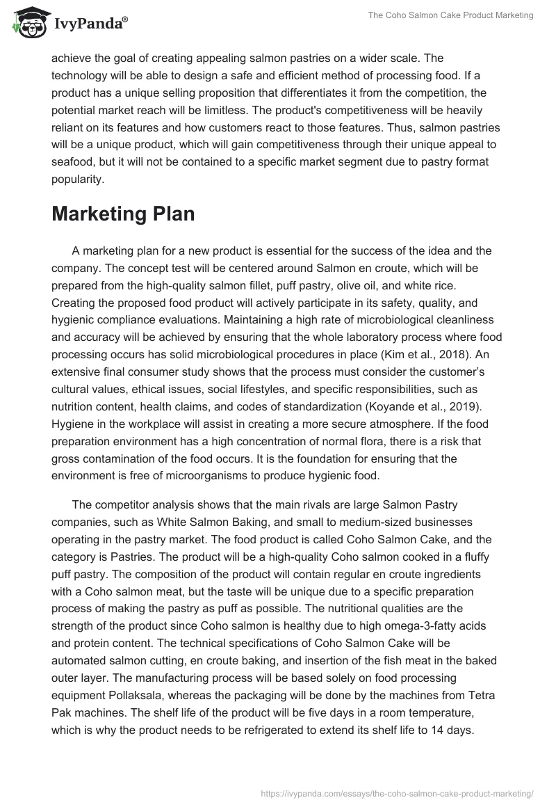 The Coho Salmon Cake Product Marketing. Page 2