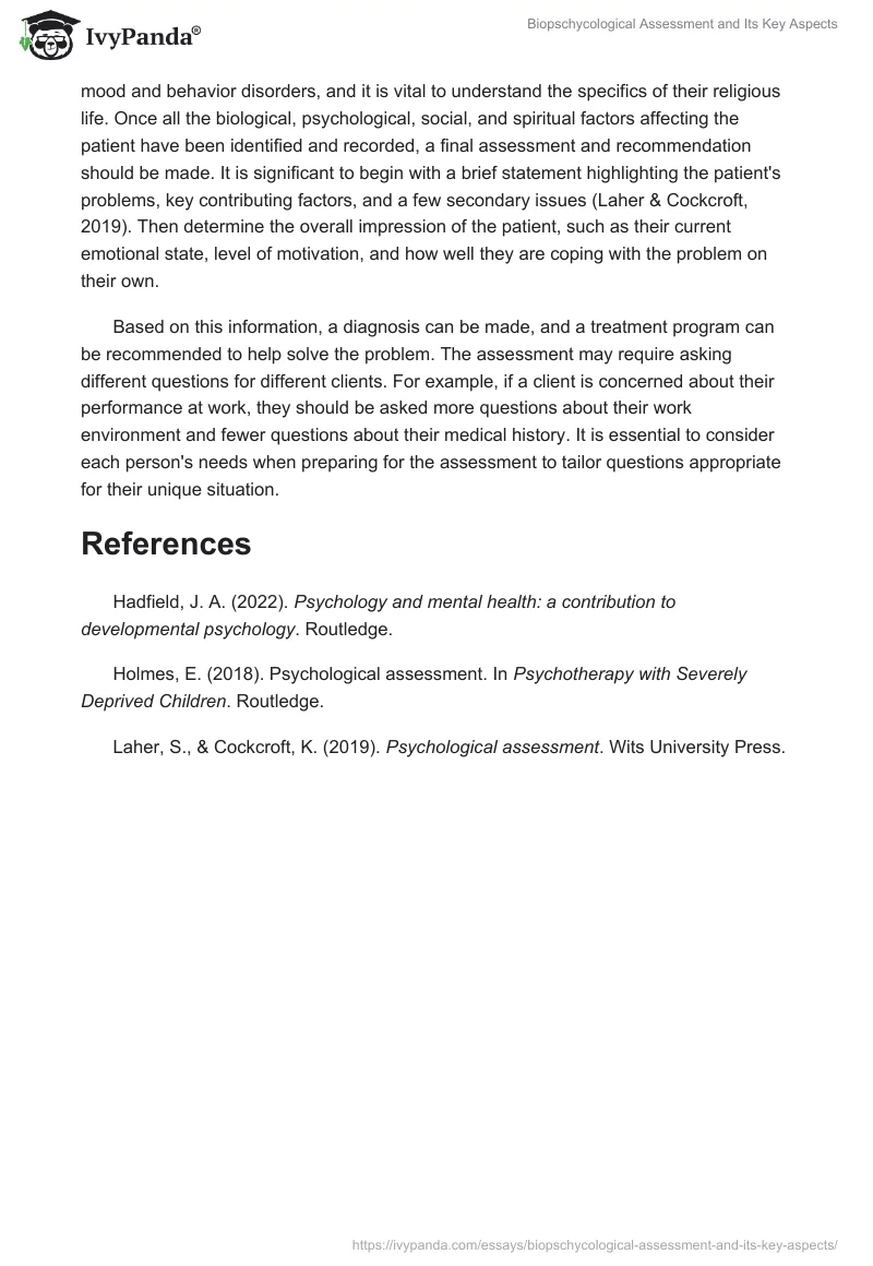 Biopschycological Assessment and Its Key Aspects. Page 2