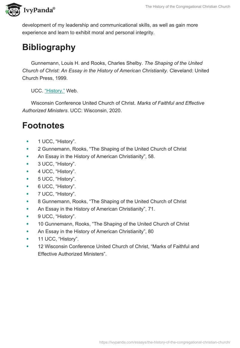 The History of the Congregational Christian Church. Page 4
