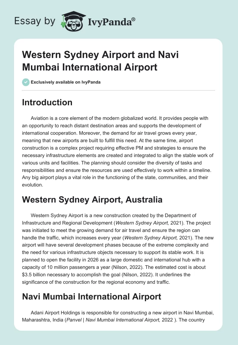 Western Sydney Airport and Navi Mumbai International Airport. Page 1