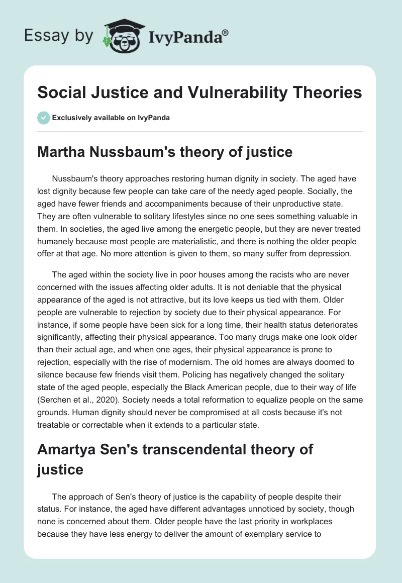 Social Justice and Vulnerability Theories. Page 1