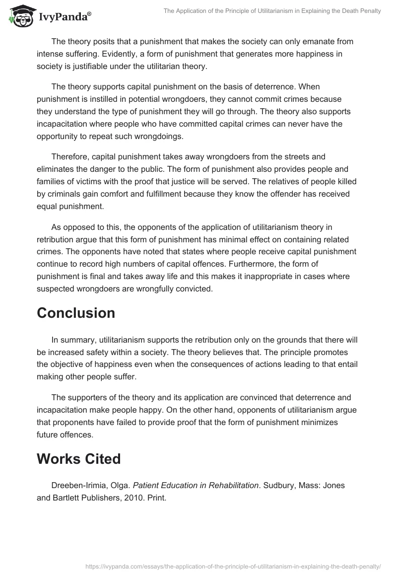 The Application of the Principle of Utilitarianism in Explaining the Death Penalty. Page 2