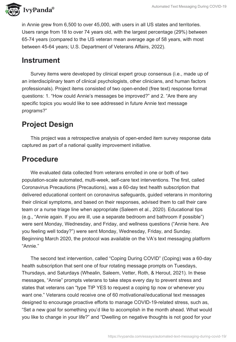 Automated Text Messaging During COVID-19. Page 4