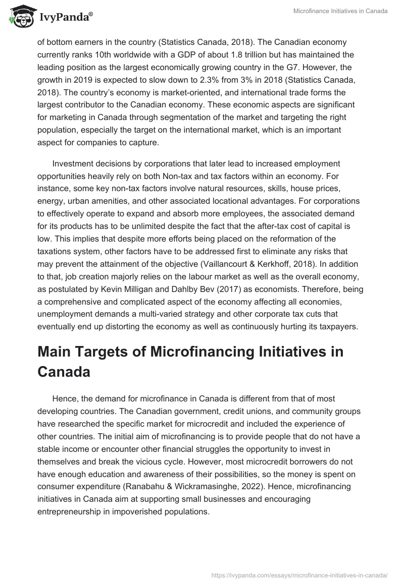 Microfinance Initiatives in Canada. Page 2