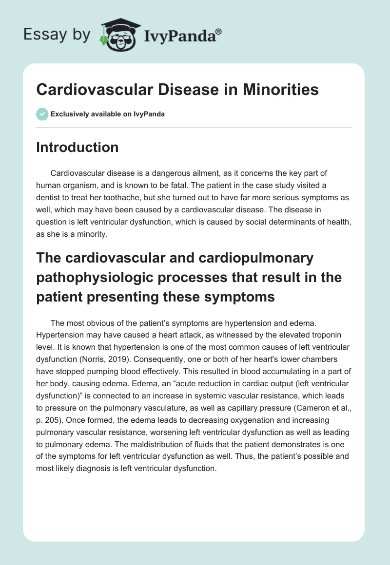 Cardiovascular Disease in Minorities. Page 1