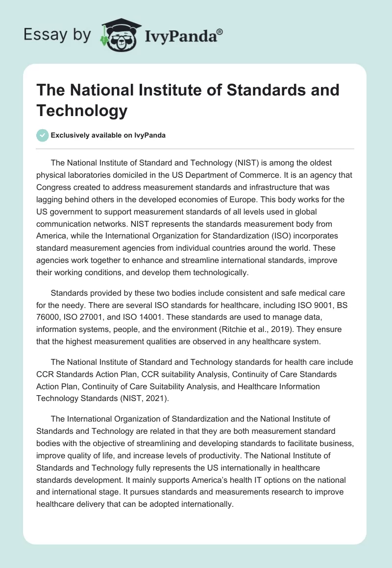 The National Institute of Standards and Technology. Page 1