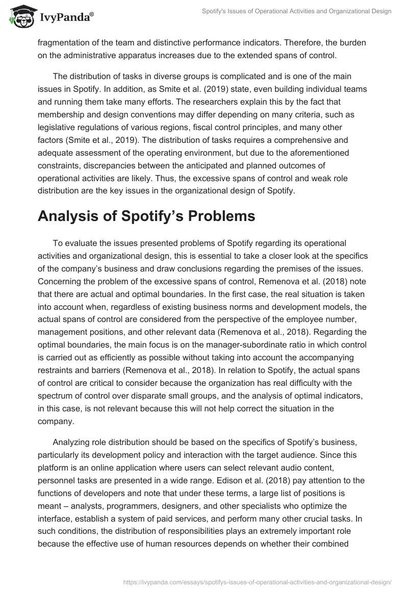 Spotify's Issues of Operational Activities and Organizational Design. Page 3