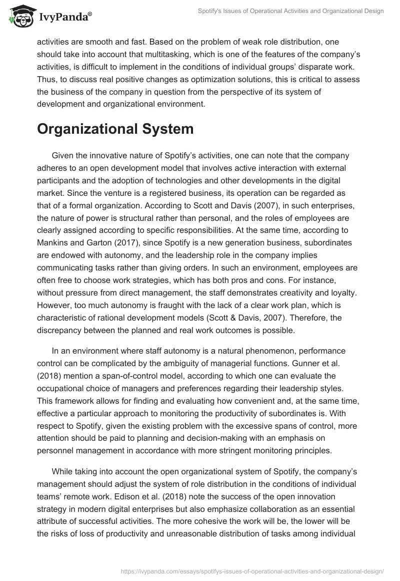 Spotify's Issues of Operational Activities and Organizational Design. Page 4
