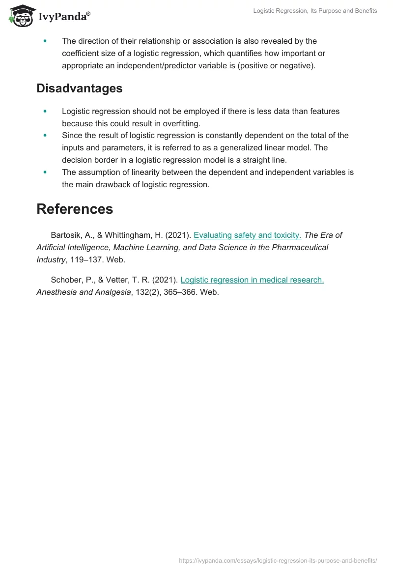 Logistic Regression, Its Purpose and Benefits. Page 3