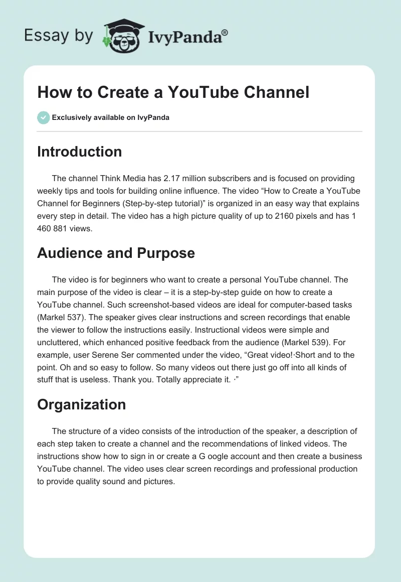 How to Start a YouTube Channel. Page 1