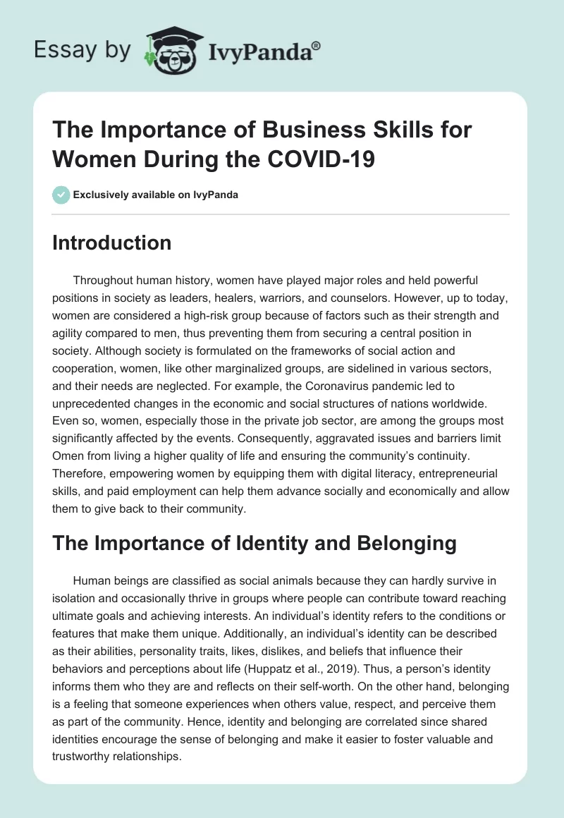 The Importance of Business Skills for Women During the COVID-19. Page 1