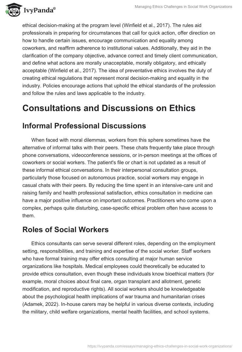 Managing Ethics Challenges in Social Work Organizations. Page 3