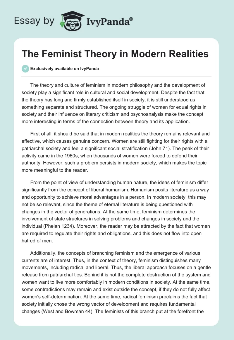 The Feminist Theory in Modern Realities. Page 1
