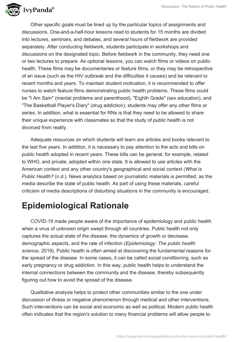 Discussion: The Nature of Public Health. Page 2