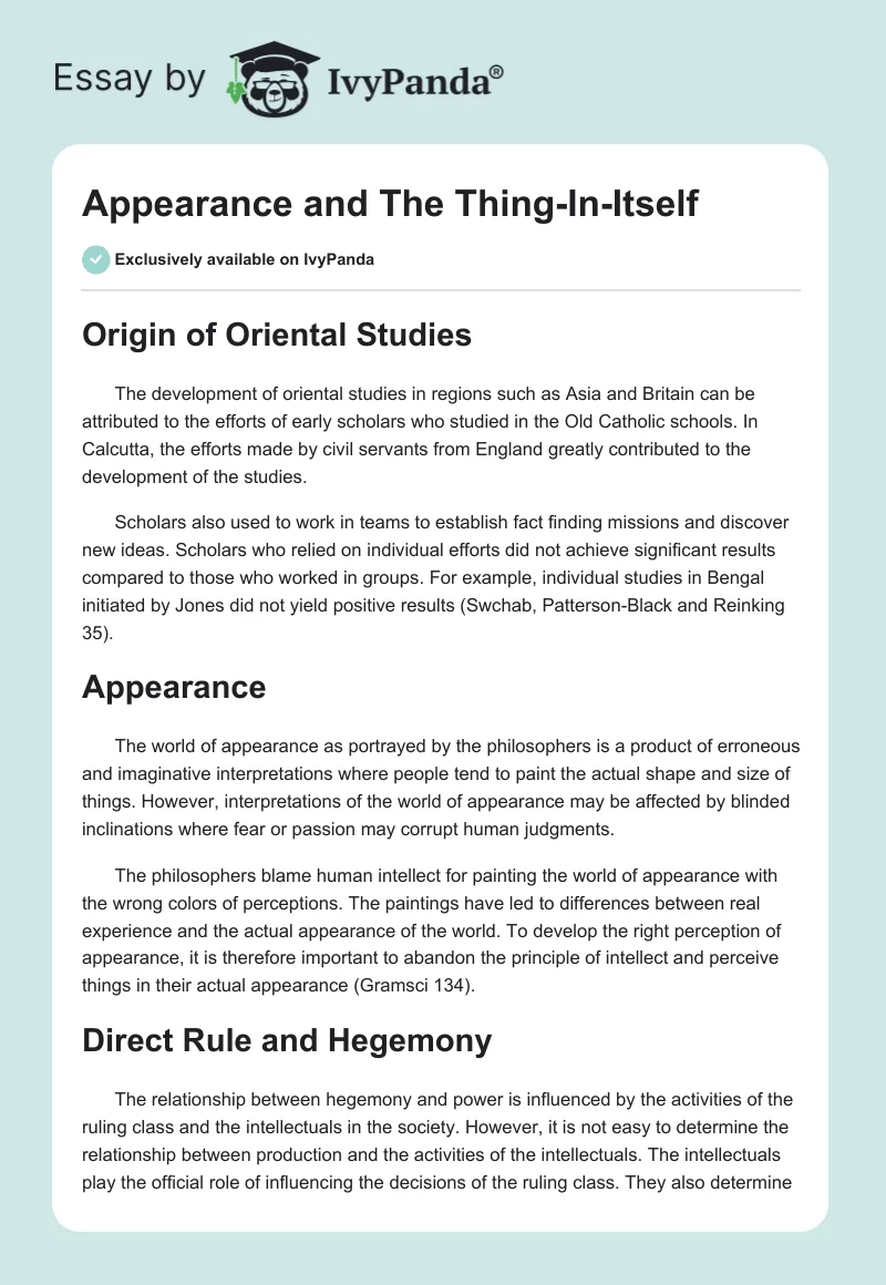 Appearance and The Thing-In-Itself. Page 1