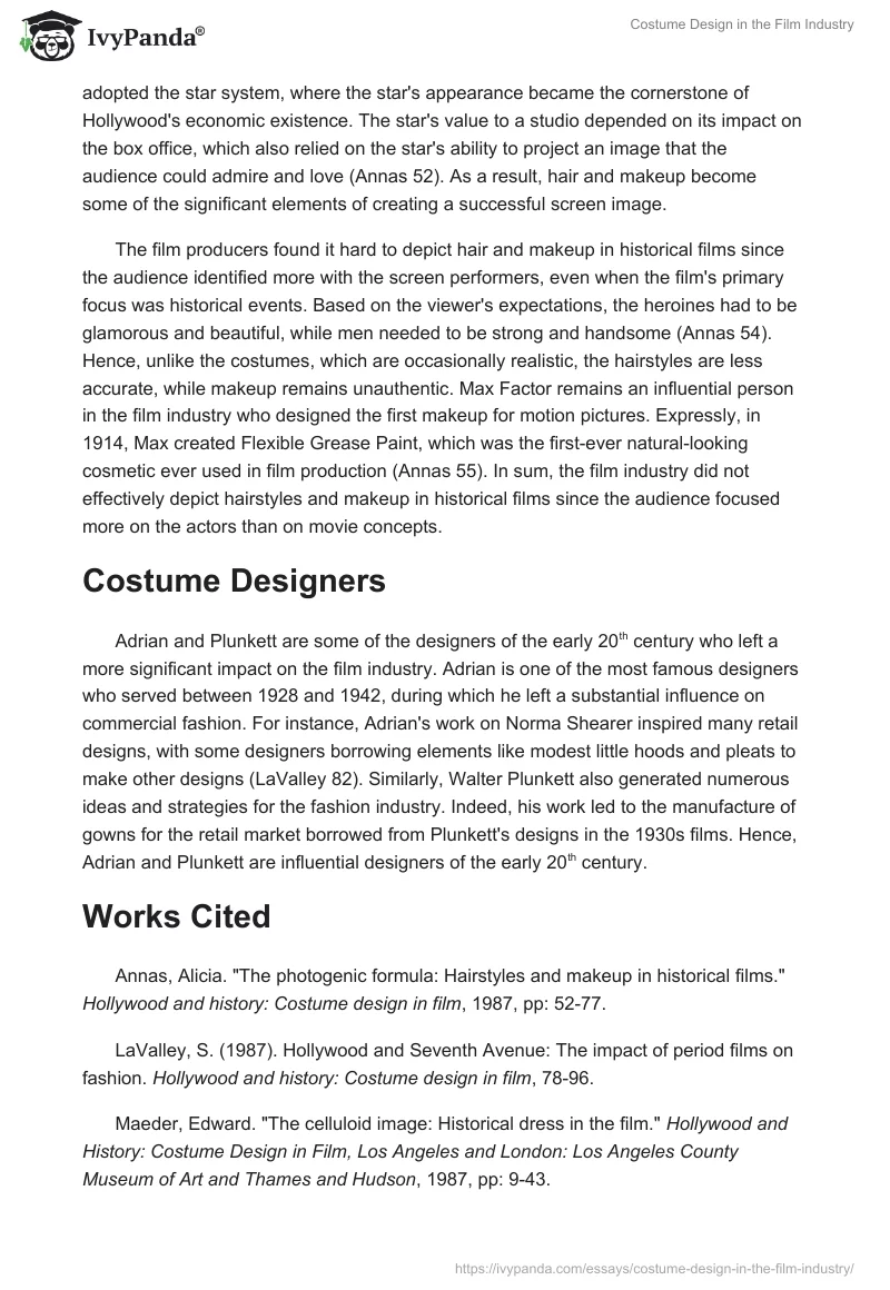 Costume Design in the Film Industry. Page 2
