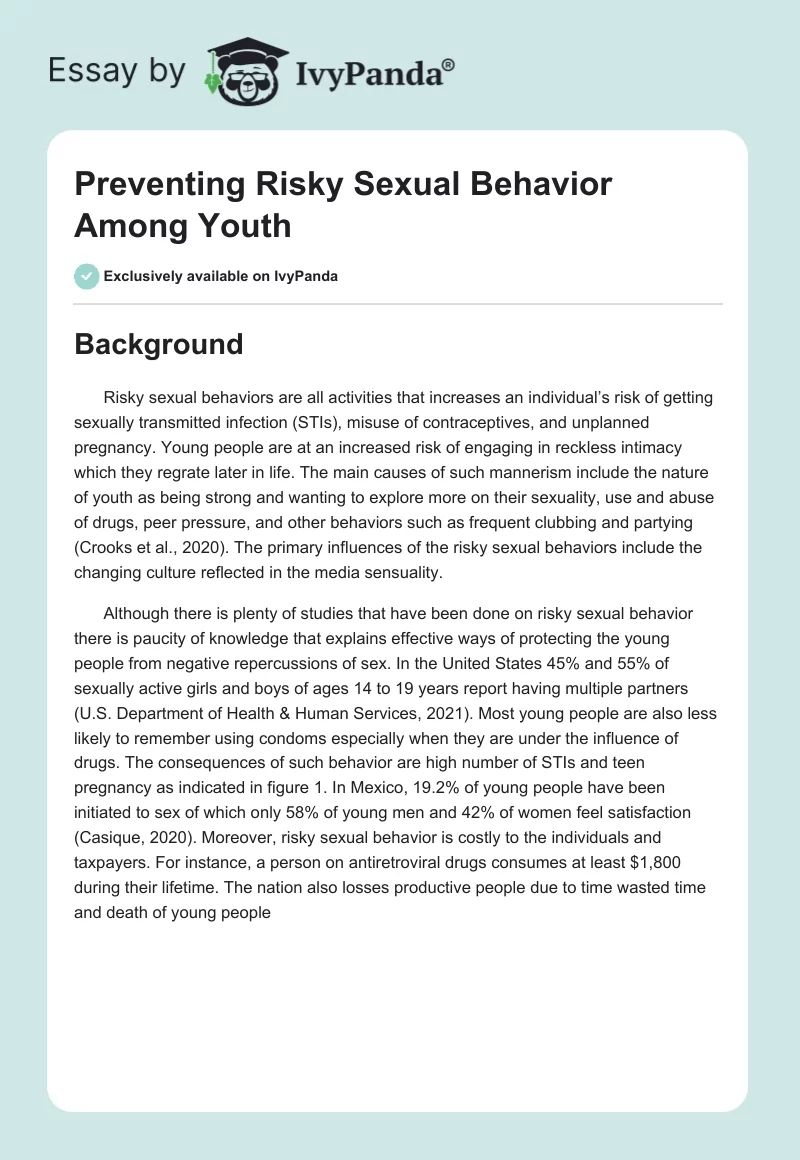 Preventing Risky Sexual Behavior Among Youth. Page 1