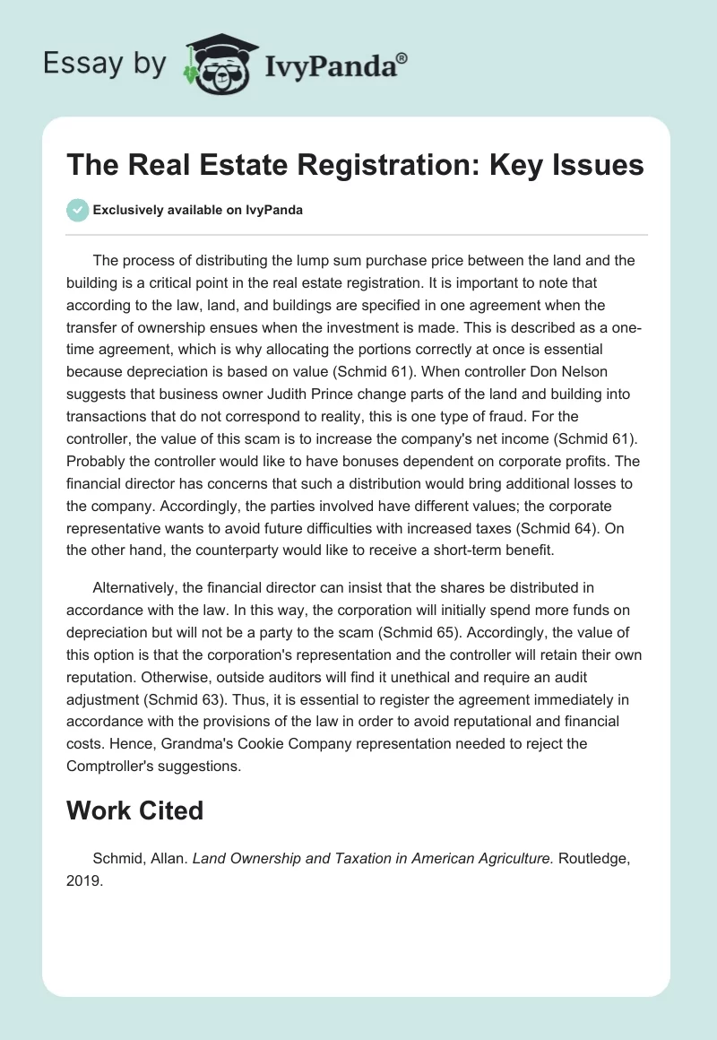 The Real Estate Registration: Key Issues. Page 1