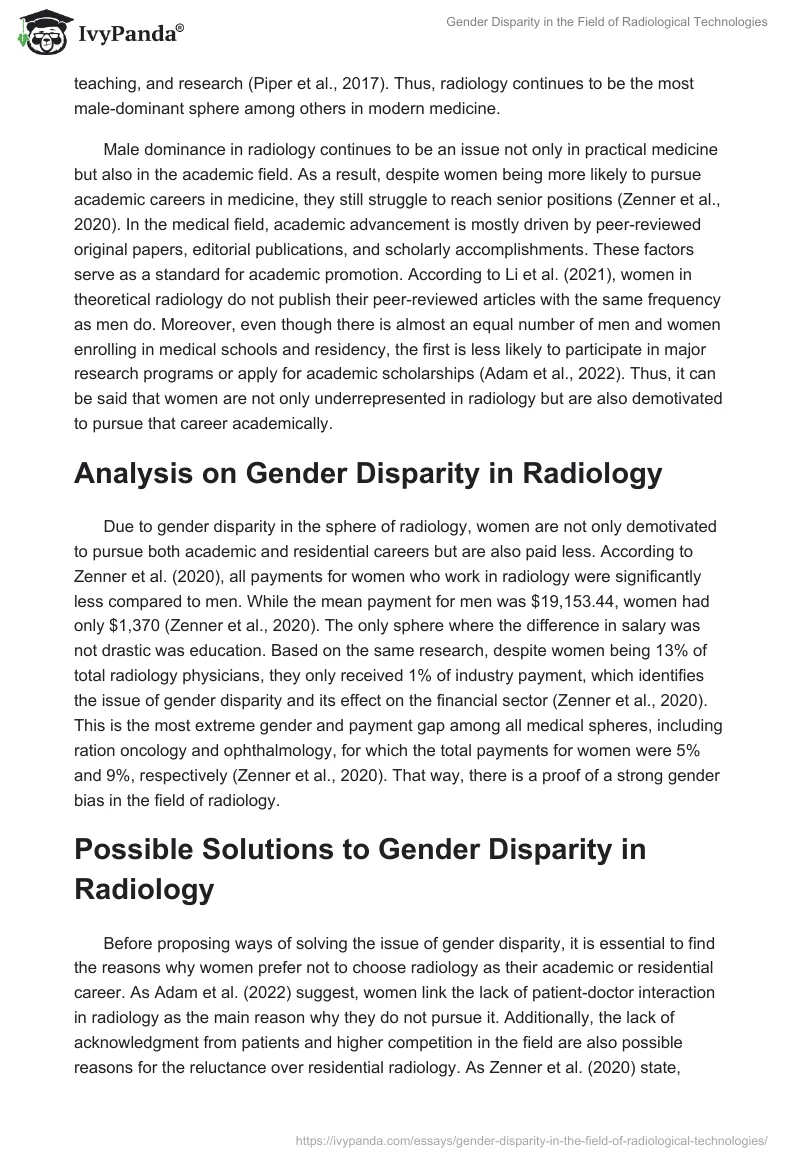 Gender Disparity in the Field of Radiological Technologies. Page 2