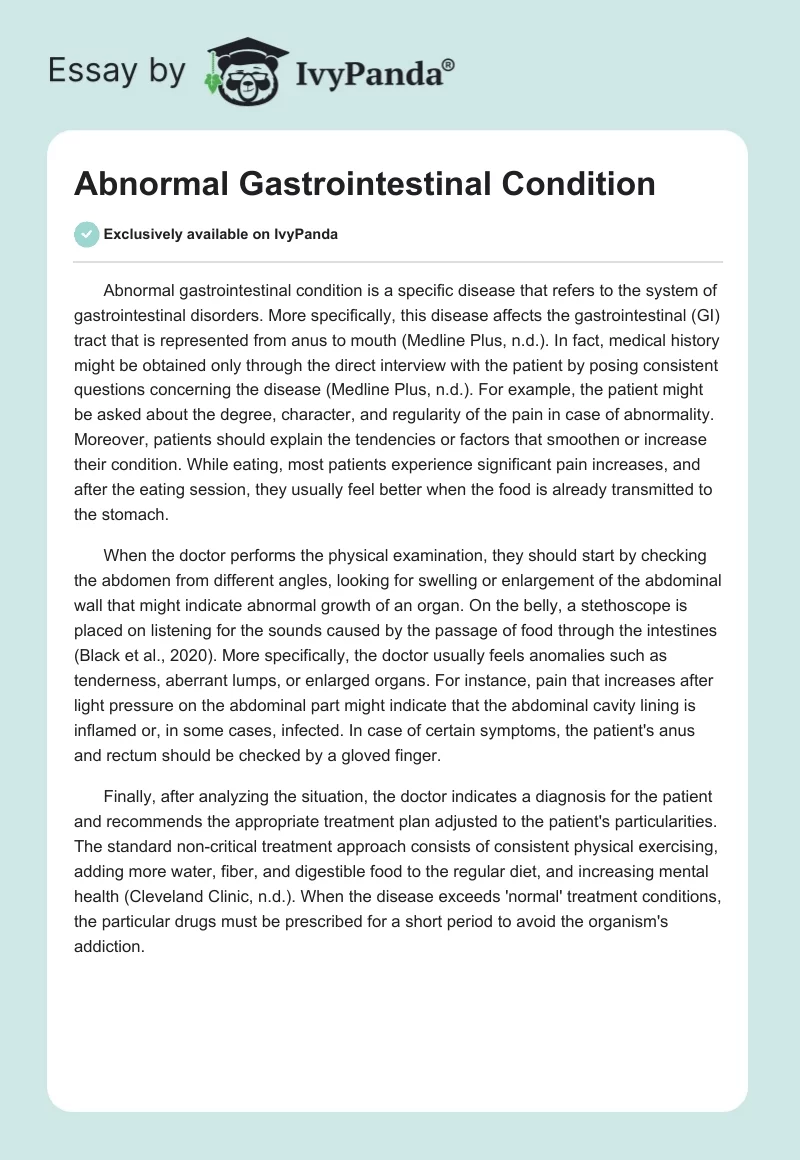 Abnormal Gastrointestinal Condition. Page 1