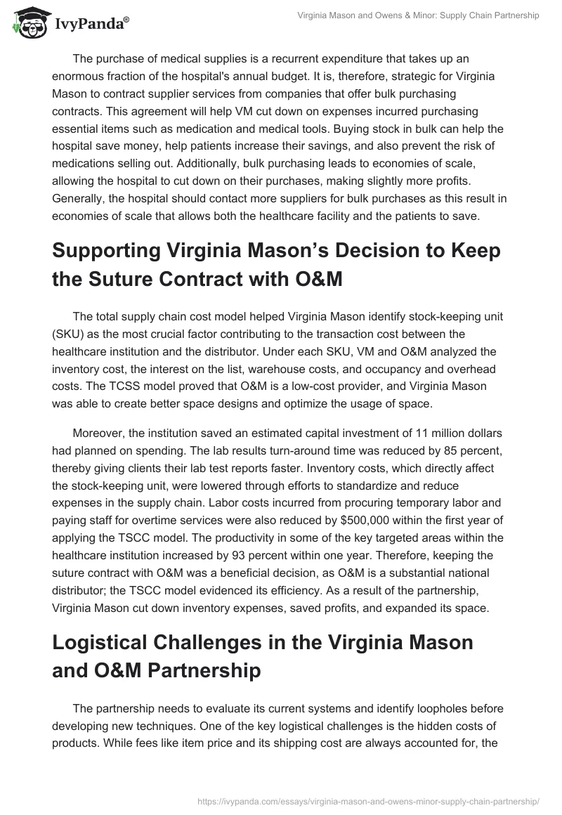 Virginia Mason and Owens & Minor: Supply Chain Partnership. Page 4