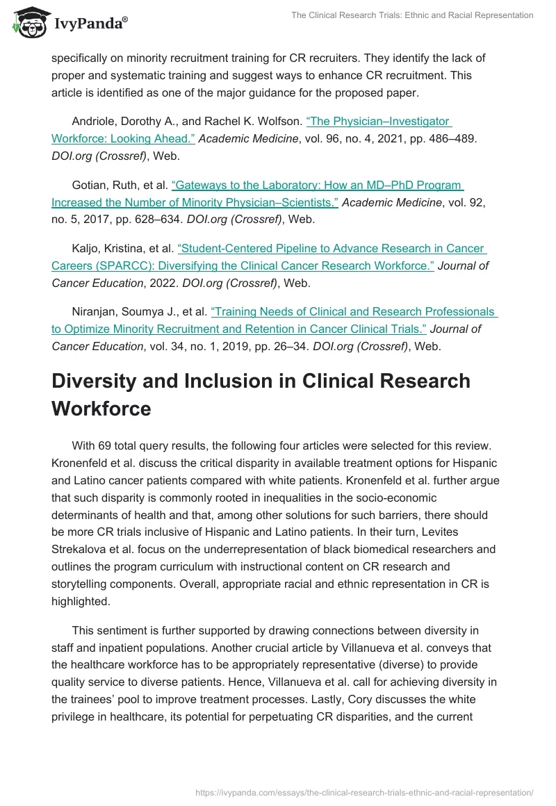 The Clinical Research Trials: Ethnic and Racial Representation. Page 4