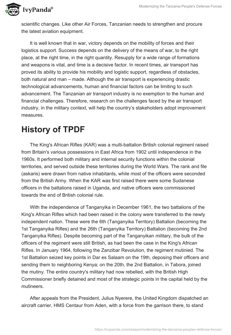 Modernizing the Tanzania People's Defense Forces. Page 4