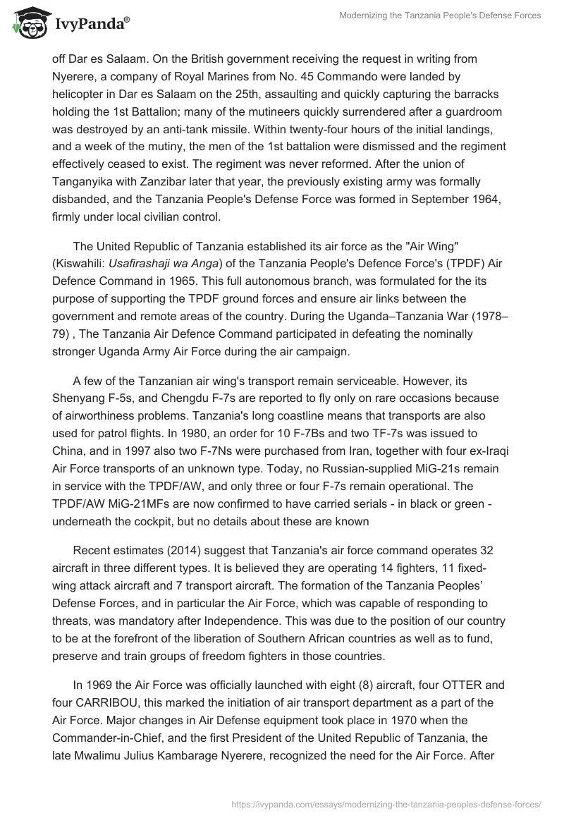 Modernizing the Tanzania People's Defense Forces. Page 5