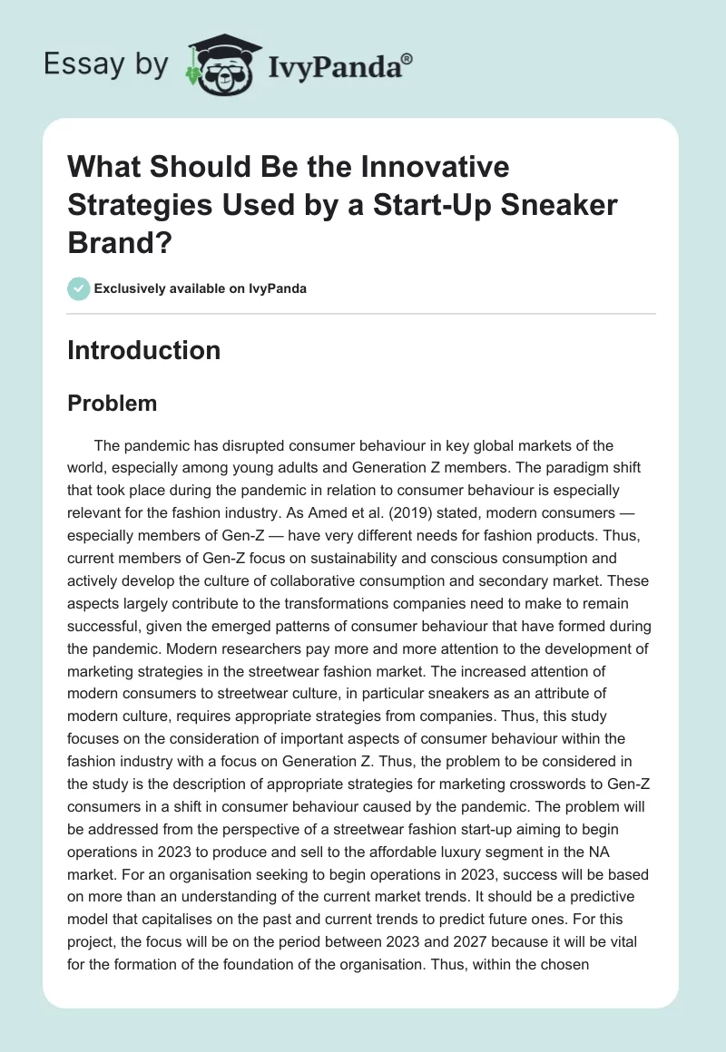 What Should Be the Innovative Strategies Used by a Start-Up Sneaker Brand?. Page 1