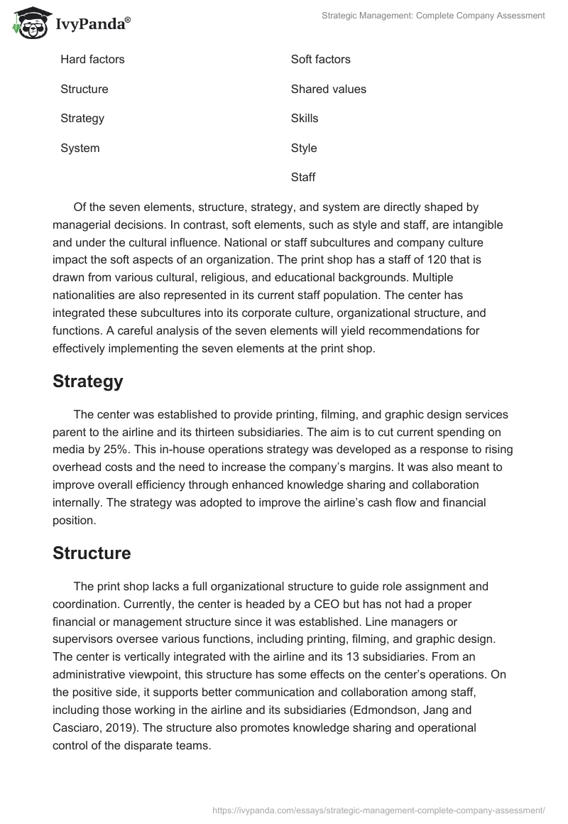 Strategic Management: Complete Company Assessment. Page 3