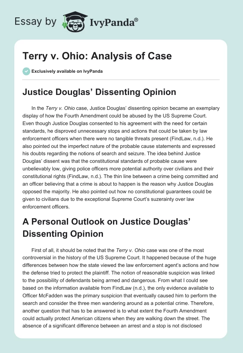 Terry v. Ohio: Analysis of Case. Page 1