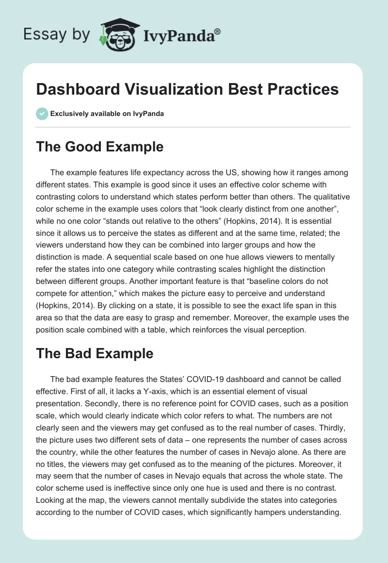 Dashboard Visualization Best Practices. Page 1