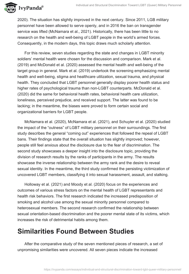 Individual and Structural Discrimination Toward LGBT (Queer) Military Personnel. Page 2