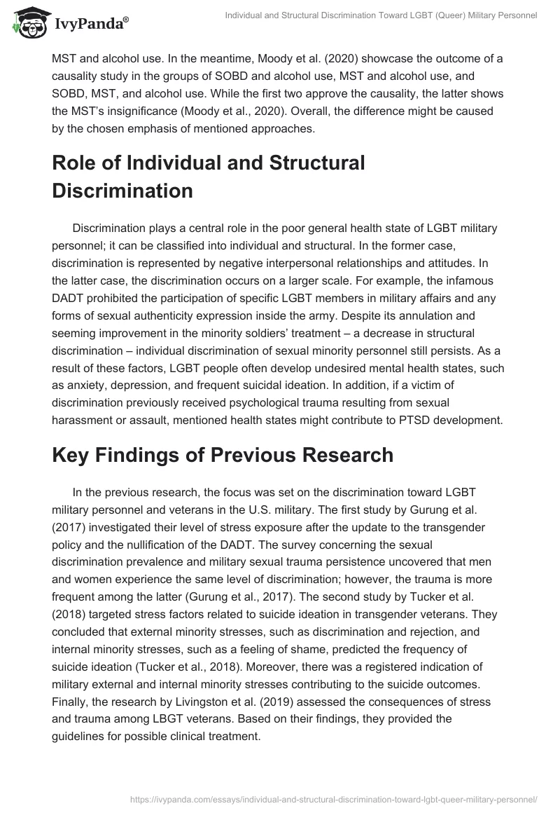 Individual and Structural Discrimination Toward LGBT (Queer) Military Personnel. Page 4
