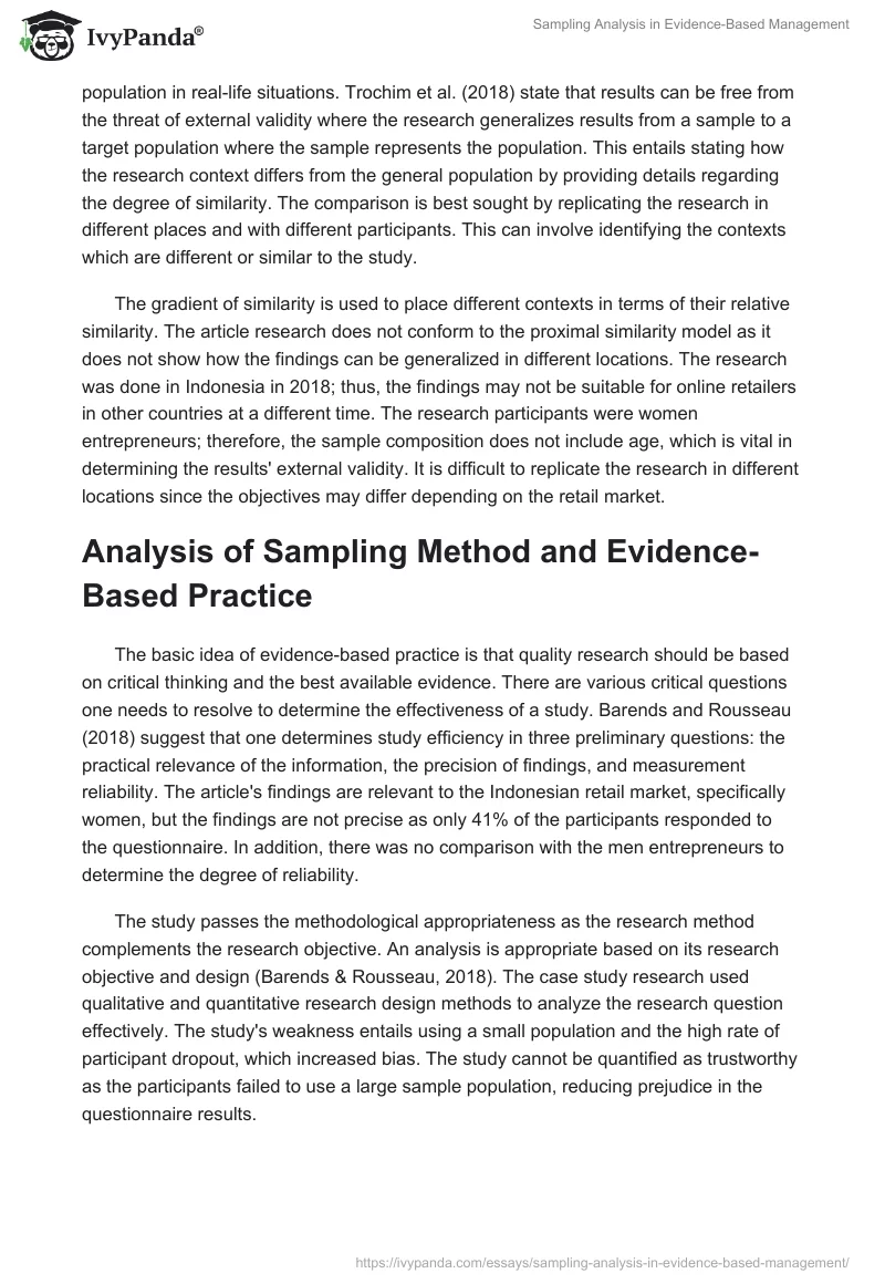 Sampling Analysis in Evidence-Based Management. Page 3