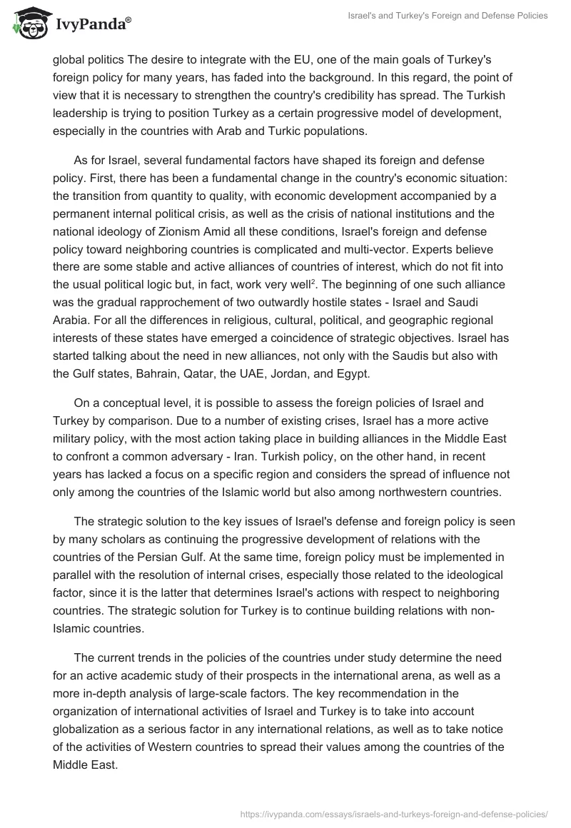 Israel's and Turkey's Foreign and Defense Policies. Page 2