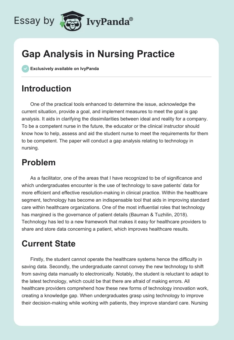 Gap Analysis in Nursing Practice. Page 1