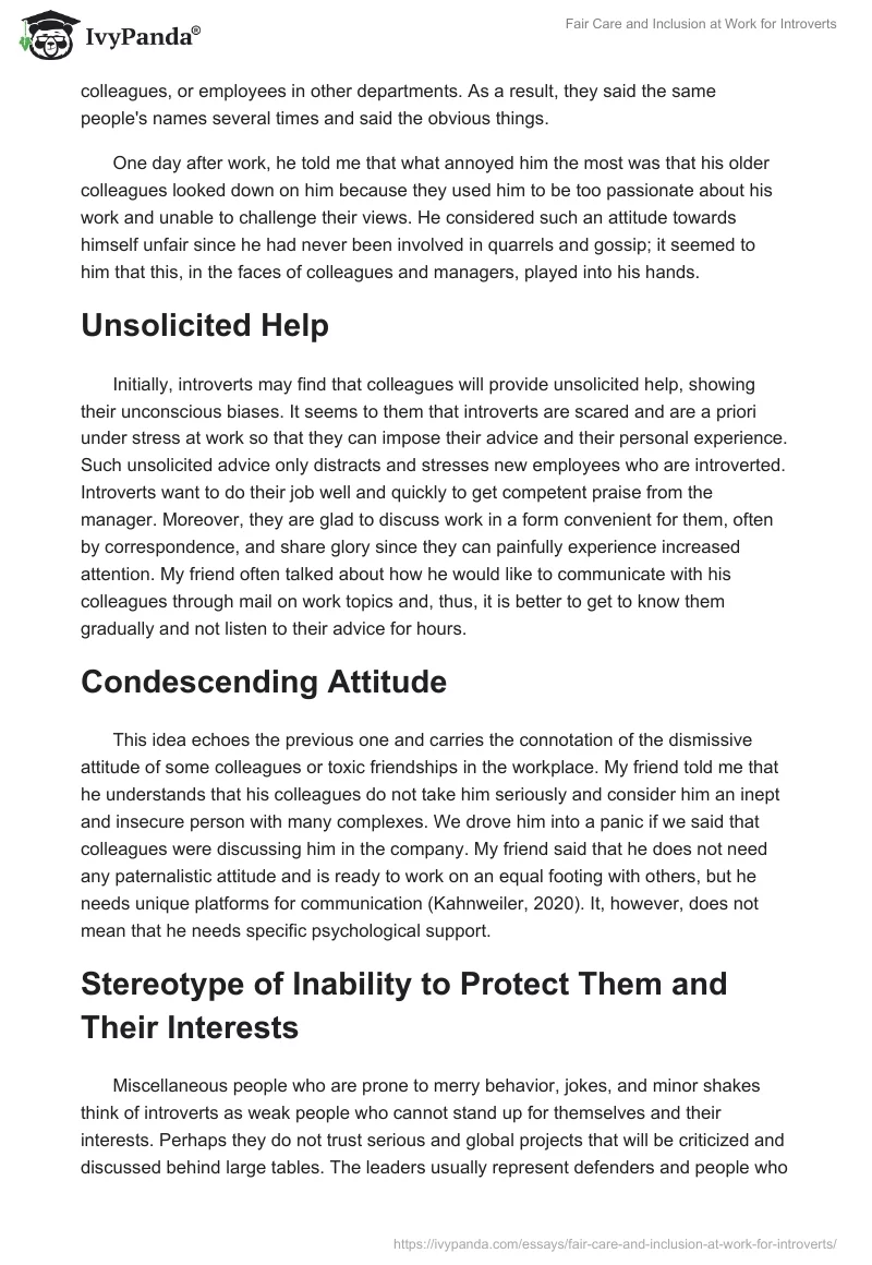 Fair Care and Inclusion at Work for Introverts. Page 2