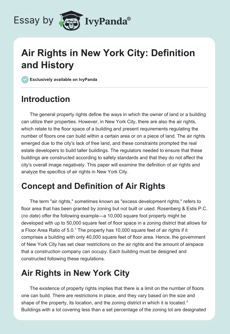 Air Rights in New York City: Definition and History. Page 1