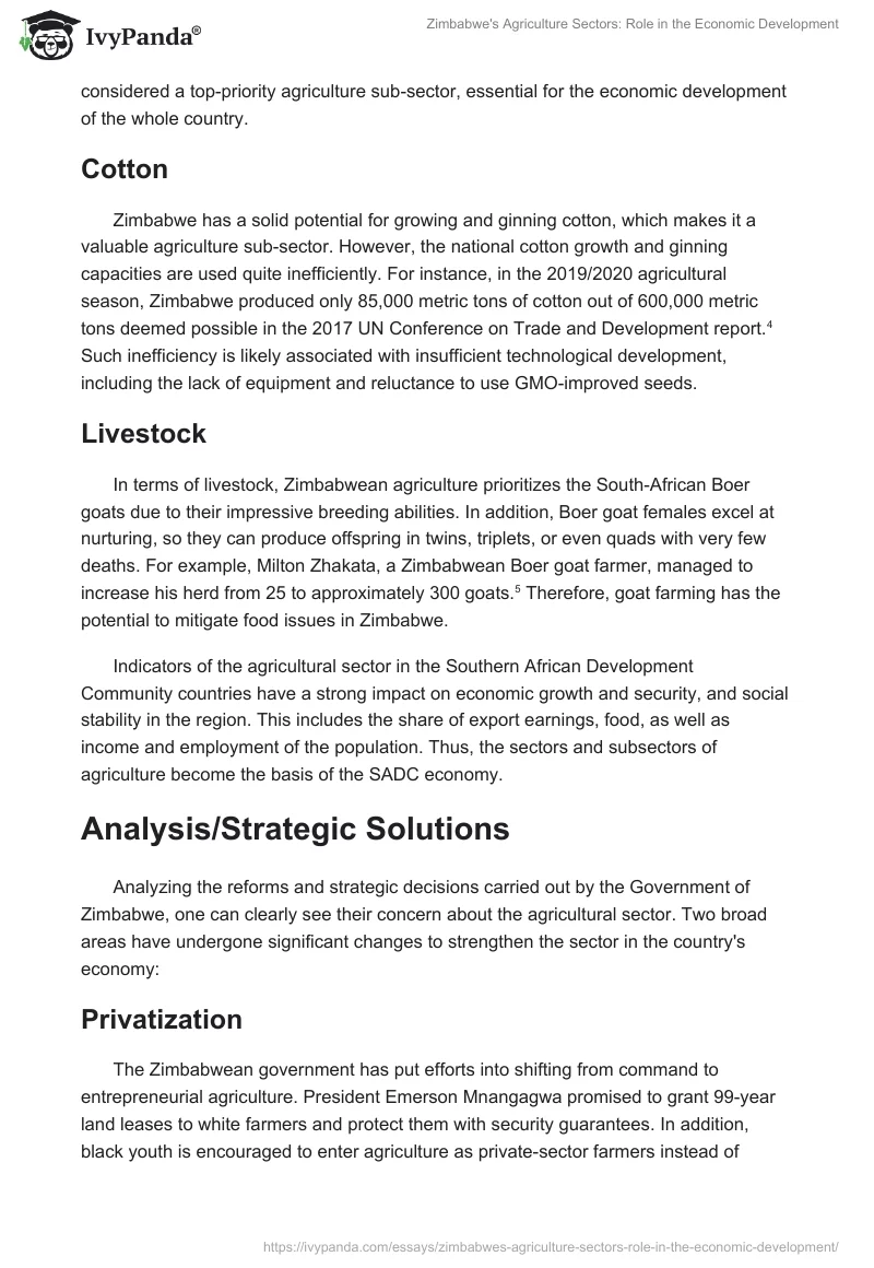 Zimbabwe's Agriculture Sectors: Role in the Economic Development. Page 3