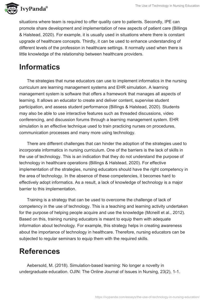 The Use of Technology in Nursing Education. Page 5